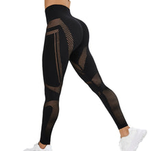 Load image into Gallery viewer, Seamless Mesh Yoga Pants Women&#39;s Black High Waist
