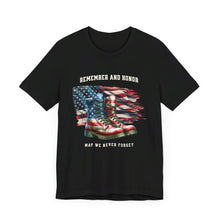 Load image into Gallery viewer, Black Memorial Day Shirt, American Flag Shirt, Merica Shirt, Veterans Day Shirt, Veterans, Independence Day Shirt, Patriotic Outfit, Soldier Shirt, USA, Flag, Boots, Army Boots, Graphic Tees
