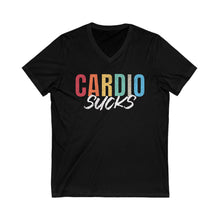 Load image into Gallery viewer, CARDIO SUCKS: Unisex Jersey Short Sleeve Bella &amp; Canvas V-Neck Tee
