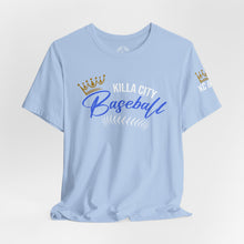 Load image into Gallery viewer, Killa City Baseball shirt, Royals, KC, KCMO, Unique Tees, KC Baby, Blue, Crown City, Killa City, Unisex, Classic
