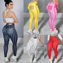 Load image into Gallery viewer, Denim Line Printing Leggings, High Waist Yoga Pants, Yoga Leggings, Jeans Leggings
