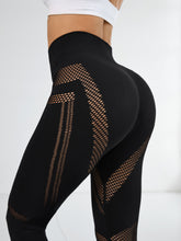 Load image into Gallery viewer, Seamless Mesh Yoga Pants Women&#39;s Black High Waist
