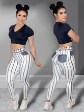 Load image into Gallery viewer, Denim Line Printing Leggings, High Waist Yoga Pants, Yoga Leggings, Jeans Leggings
