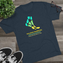 Load image into Gallery viewer, WALKING WARRIORS: Unisex Tri-Blend Tee: Teal/Yellow (5 colors)

